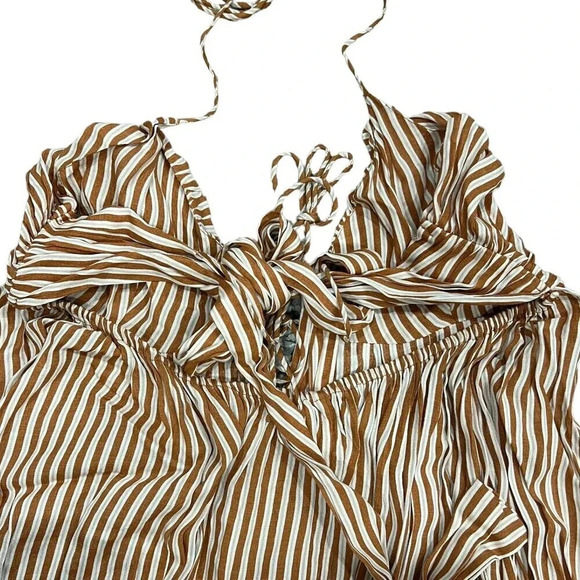 Amuse Society Brown Striped Woven Fern Midi Dress L - Picture 5 of 7